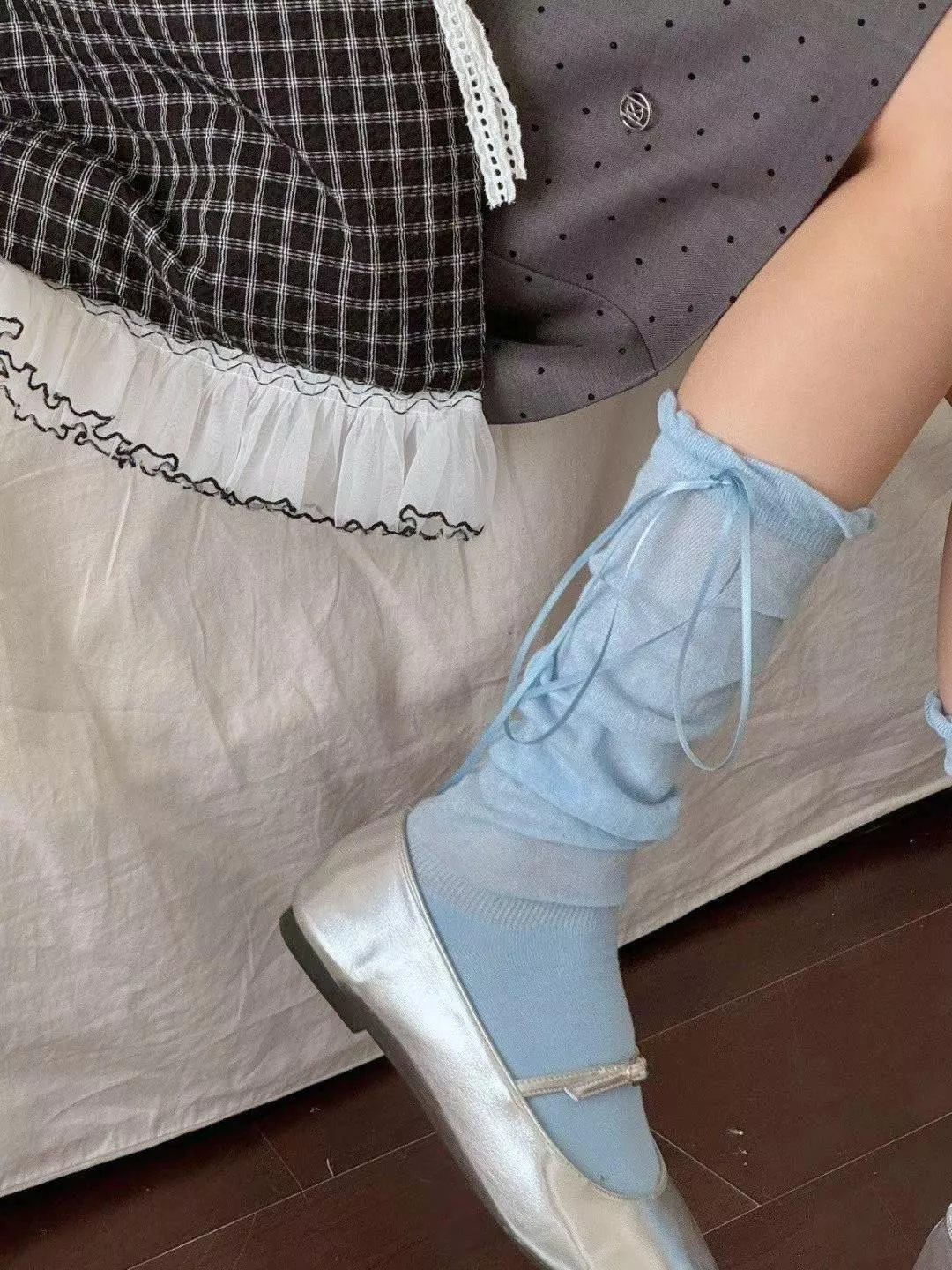 🌵緞帶蝴蝶結鬆弛感小腿襪