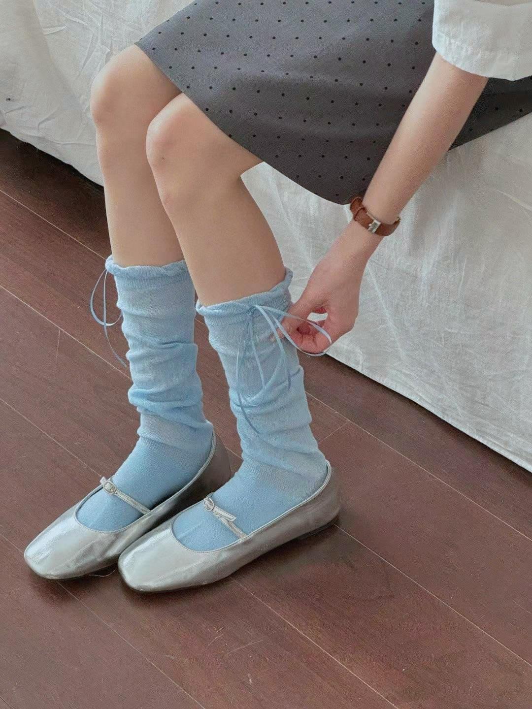 🌵緞帶蝴蝶結鬆弛感小腿襪