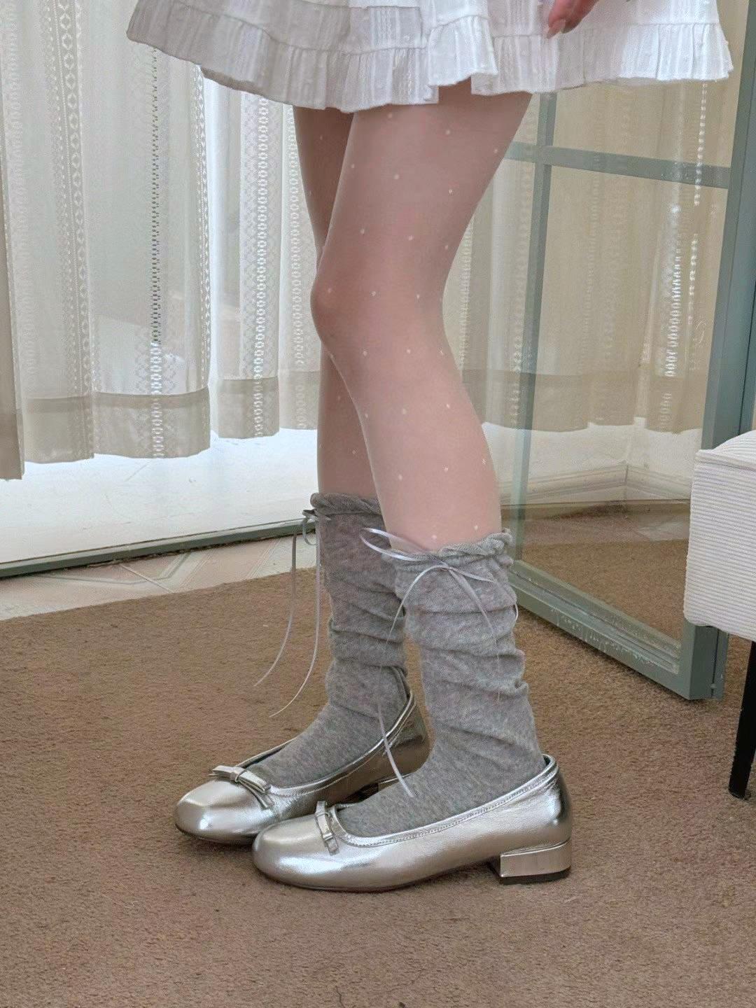 🌵緞帶蝴蝶結鬆弛感小腿襪