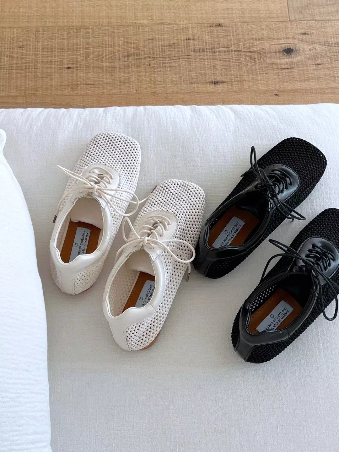 透膚網眼繫帶休閒鞋 #6215