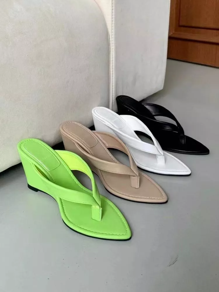 辣妹風超尖頭夾腳楔形鞋 #2021