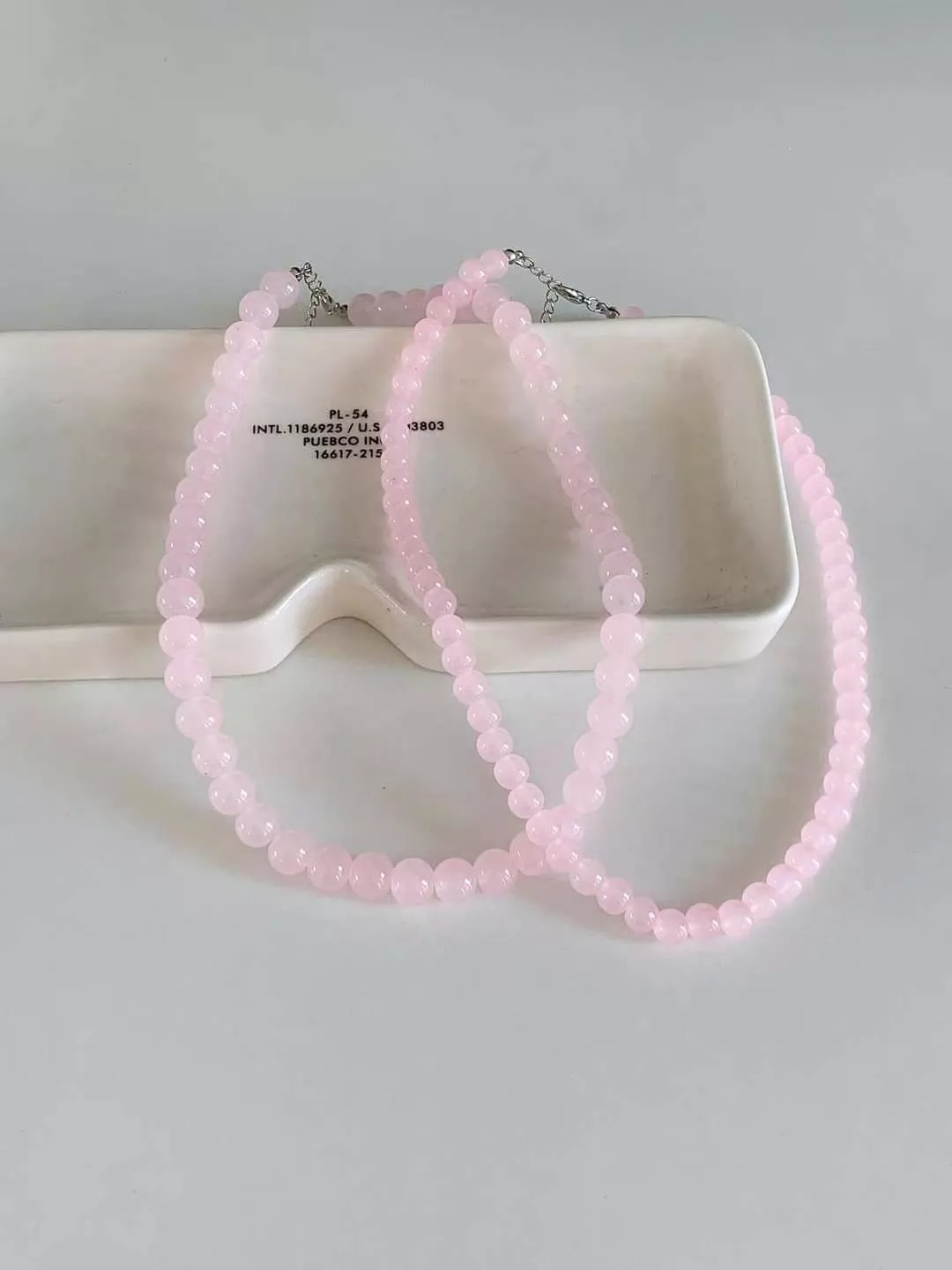 粉嫩半透明珠子項鍊 #N064