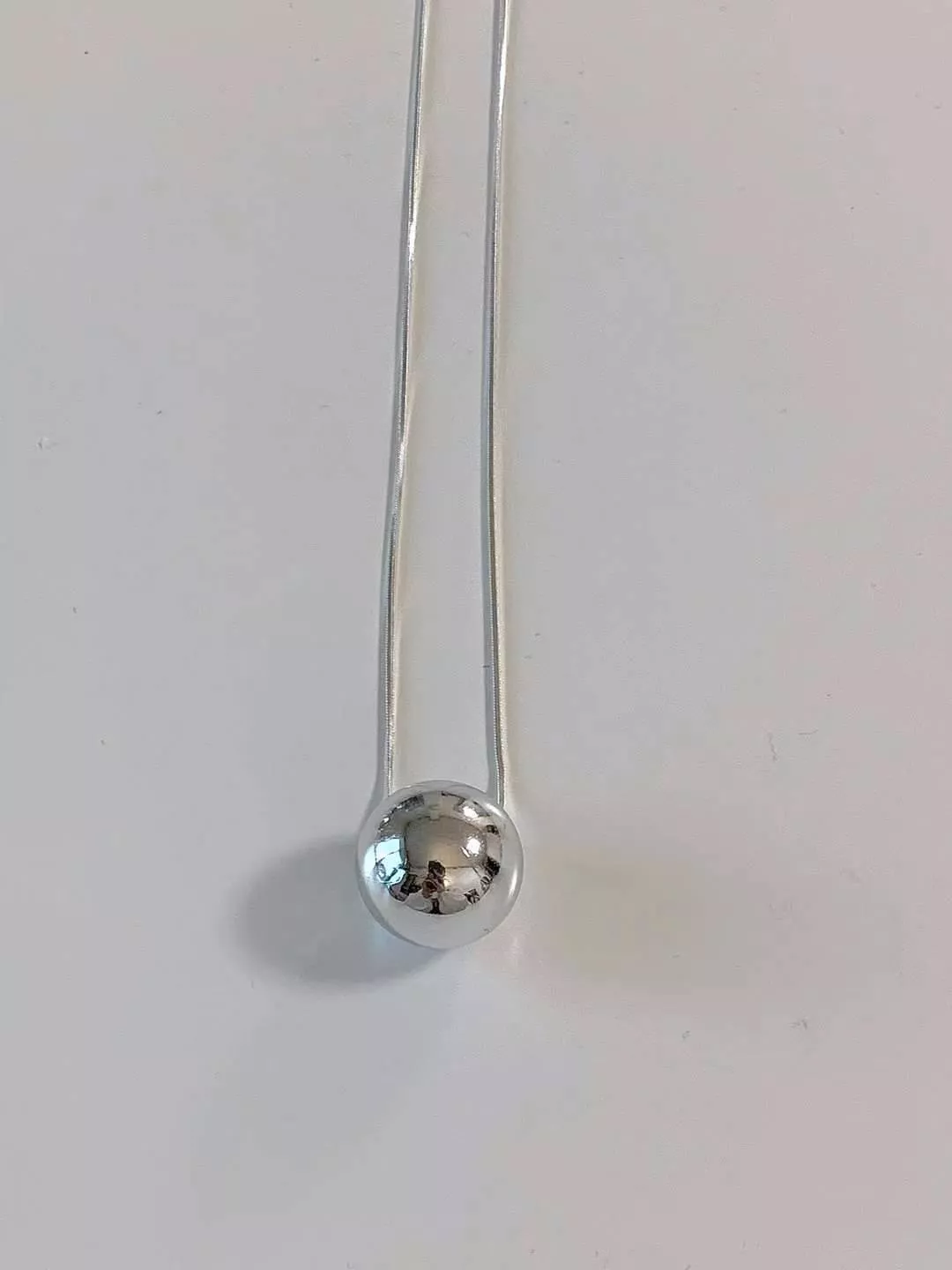 韓國空運🇰🇷【氣場必備】⚪ 極簡銀色圓球長項鍊 ✨ 韓系百搭蛇骨鍊 #97554239