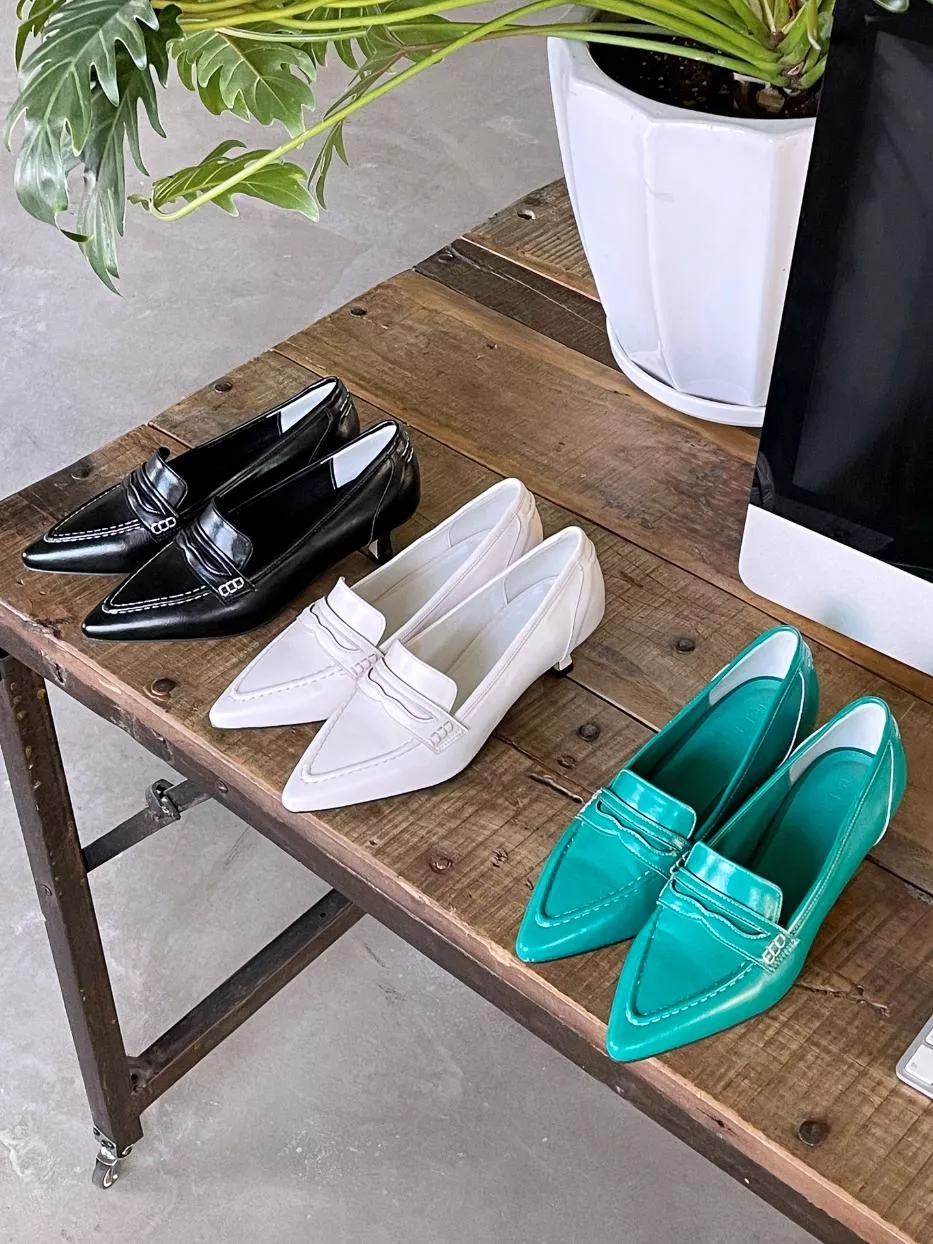 罌粟花縫線樂福中跟鞋 #7699