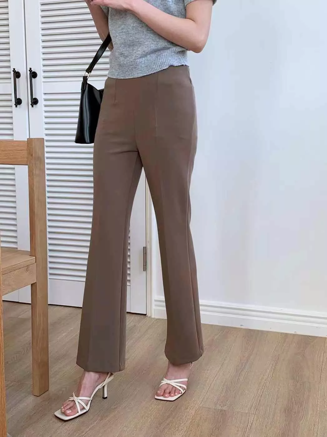 高腰彈性收腹小喇叭西裝褲 Vetica家 #S97650772