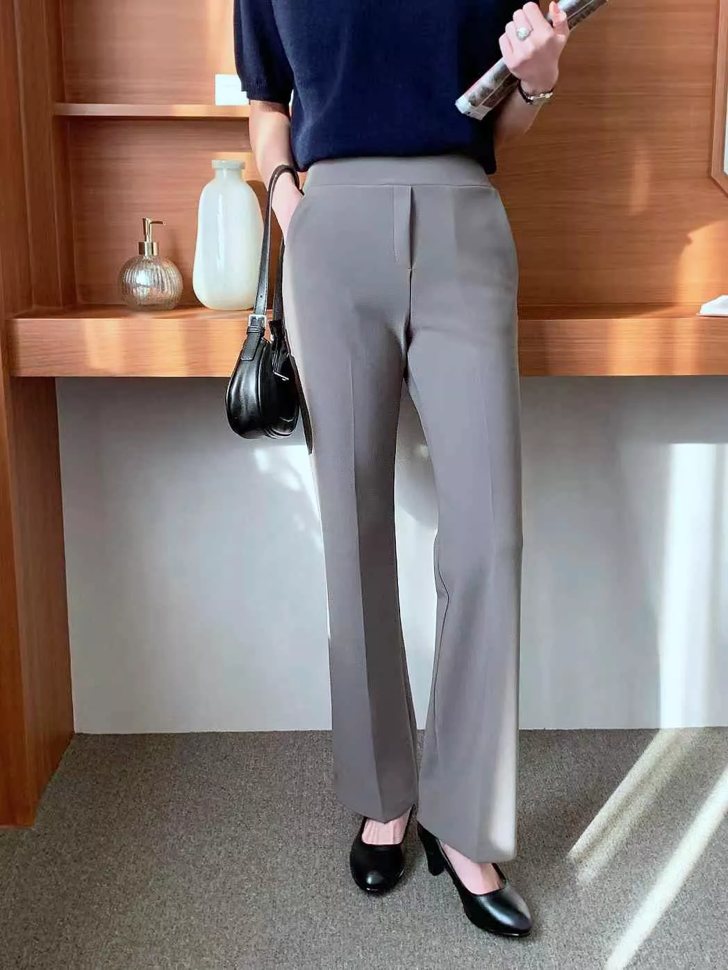 腰部升級版 彈性收腹小喇叭西裝褲 Vetica家 #S97615361