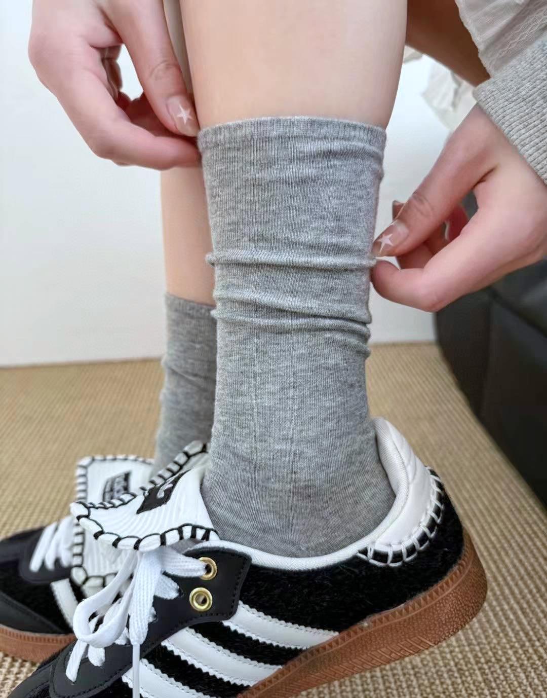 🌵素色堆堆襪 鞋子搭配