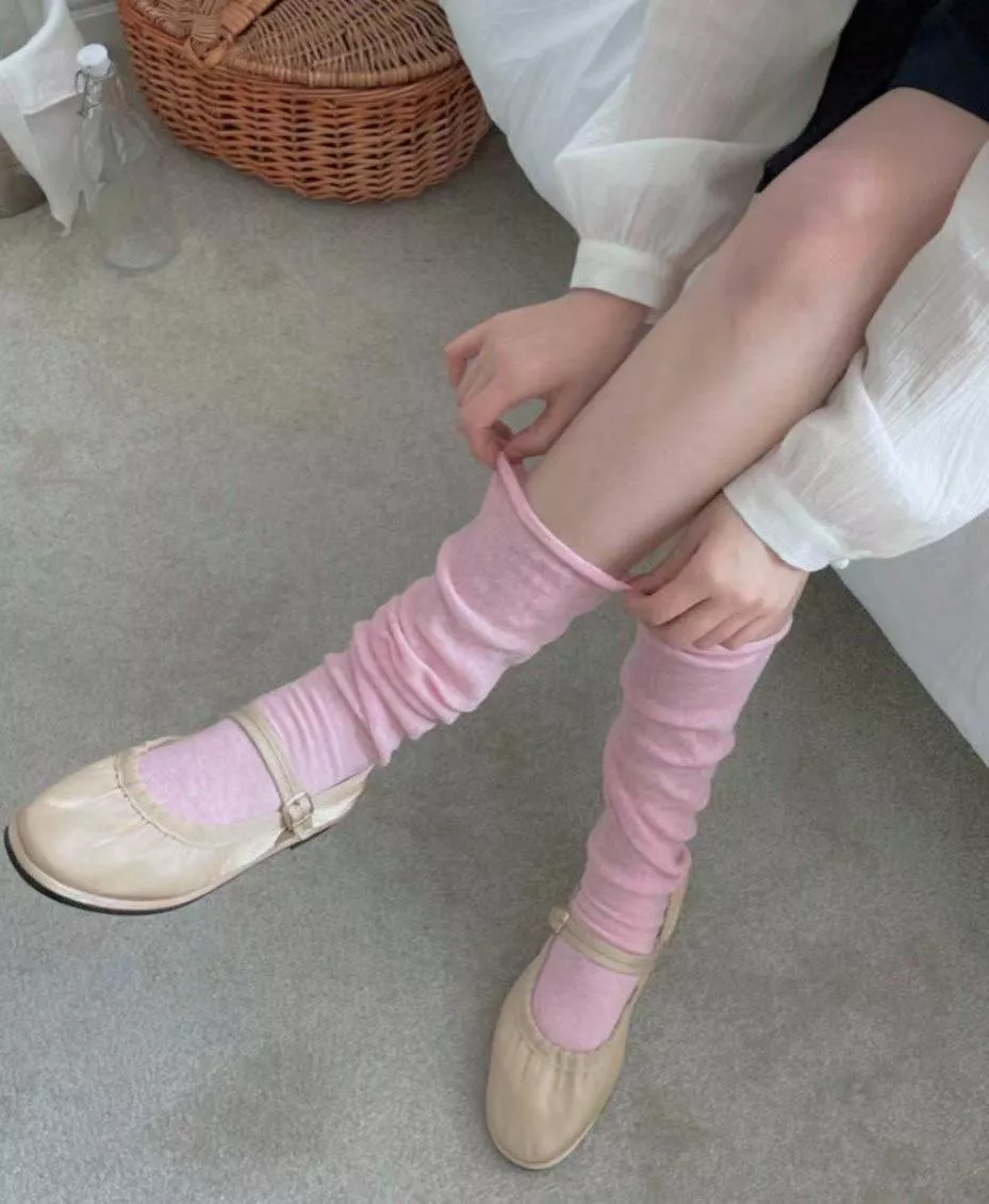 🌵春天經典色 可疊穿捲邊推推襪 鞋子搭配