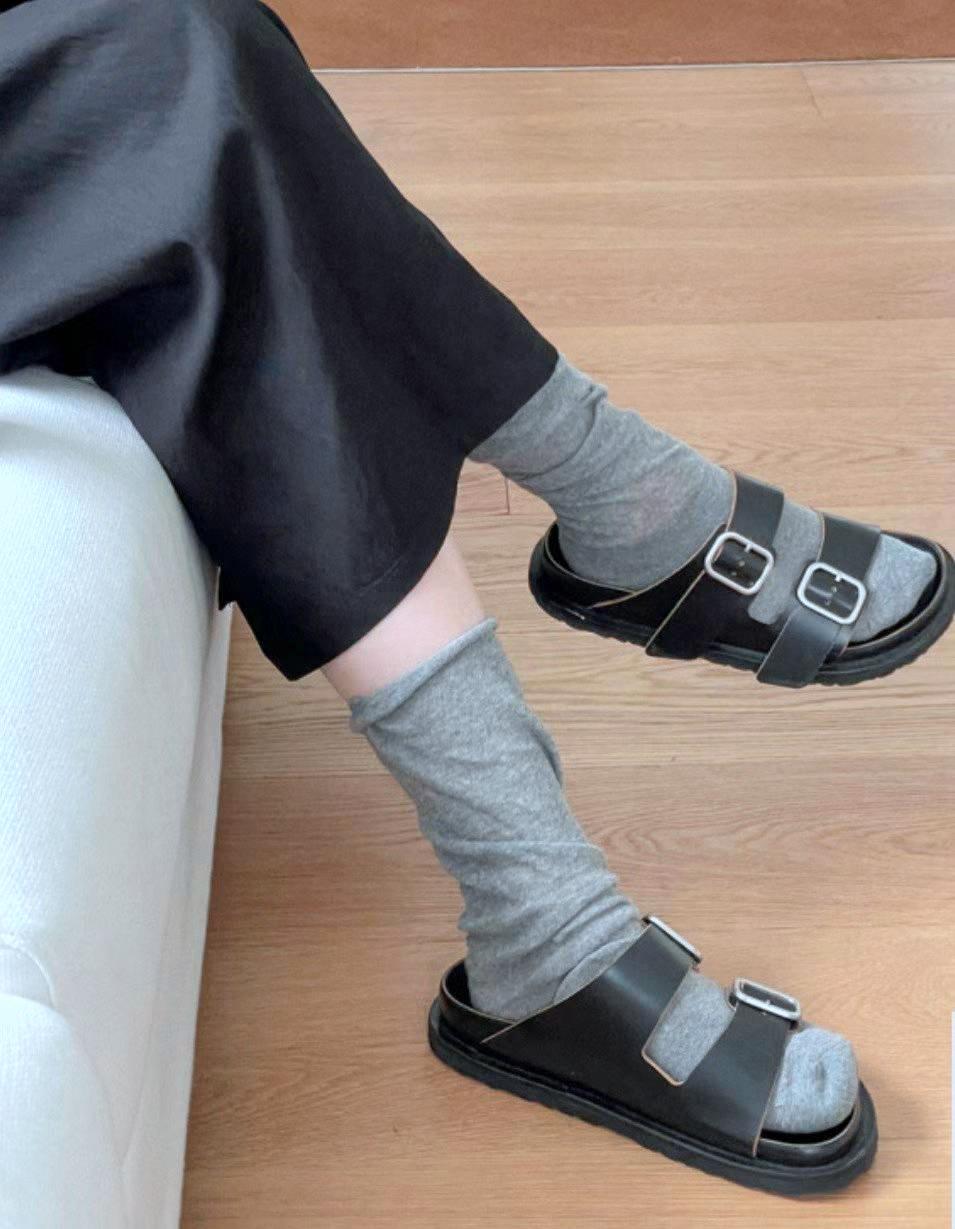 🌵春天經典色 可疊穿捲邊推推襪 鞋子搭配