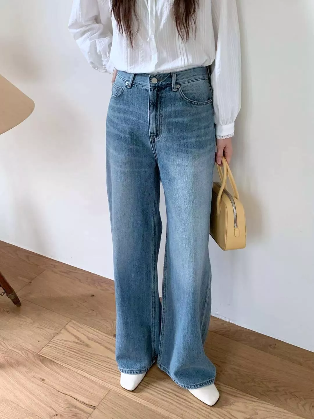 柔軟觸感寬管直筒牛仔褲 #5100