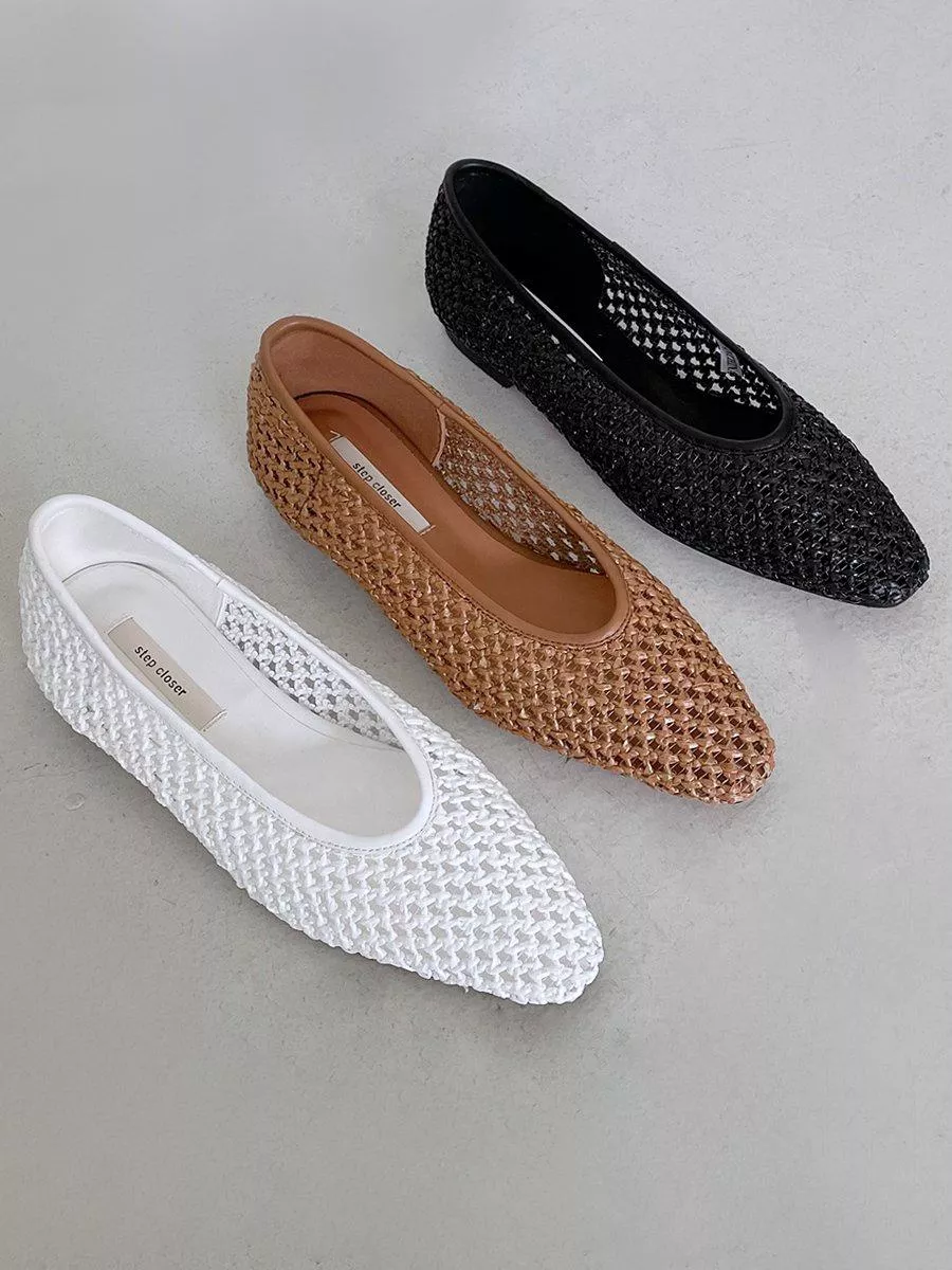 透膚編織平底鞋 #1820