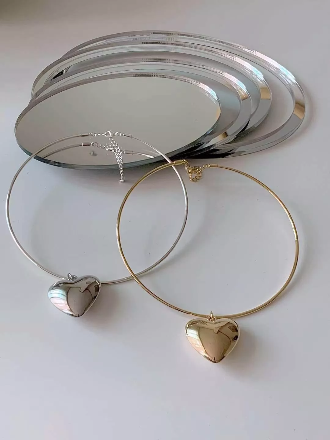 金屬圓形愛心項鍊 #N028