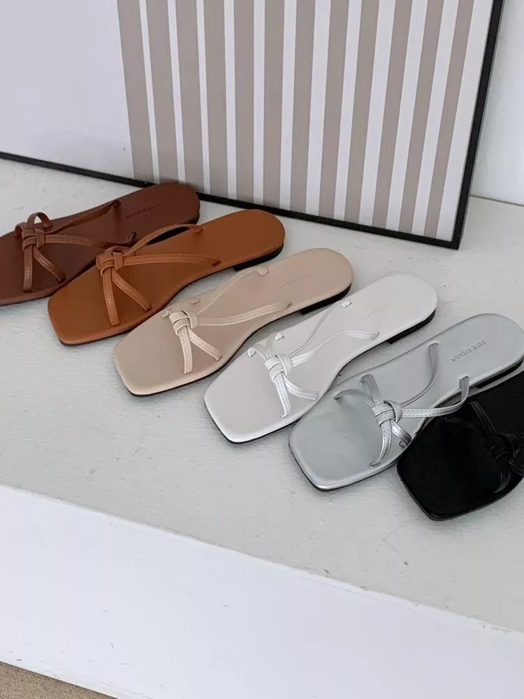 細扭結帶方頭拖鞋 #113