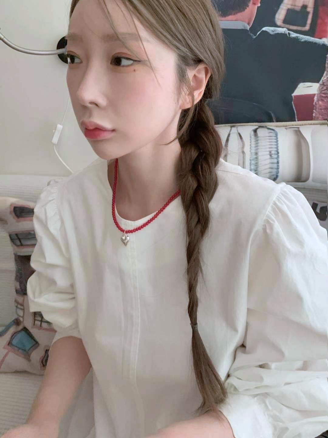 紅色串珠愛心吊墜項鍊 #N041