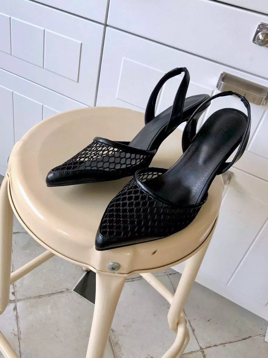 透膚網格後跟帶高跟鞋 #506