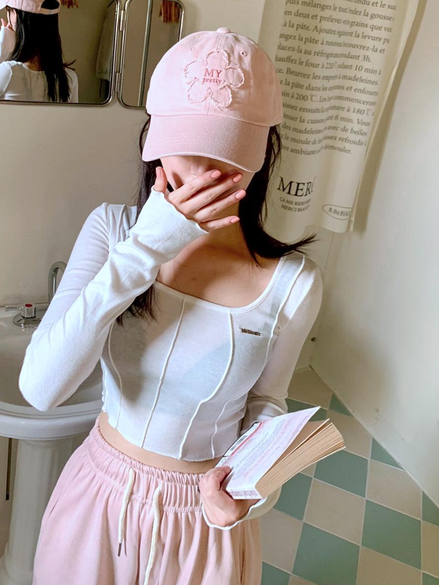 MY pretty碎邊抓鬚花朵棒球帽 #96430454
