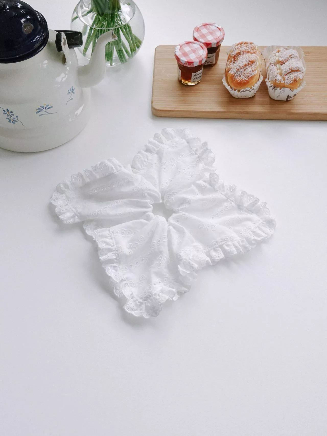 雕花蕾絲棉方形髮圈 #97756075