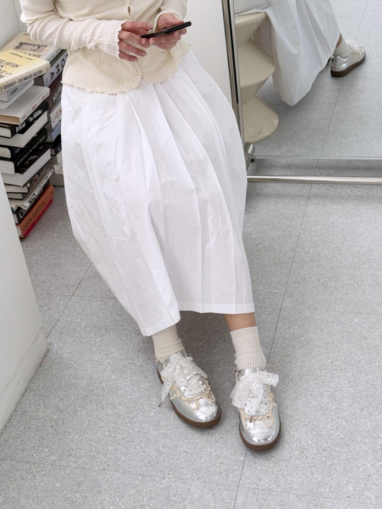 甜美蕾絲線條繫帶休閒鞋 #506