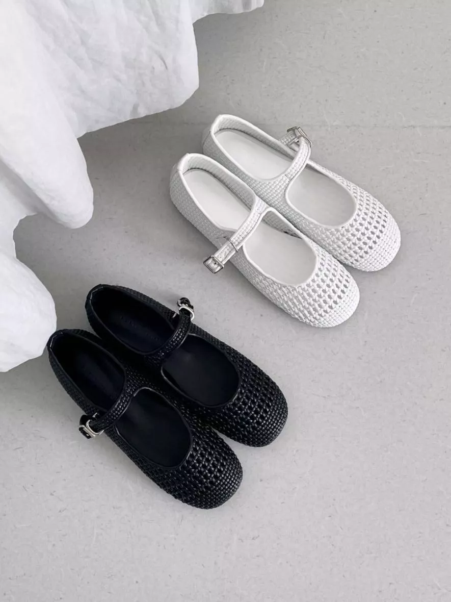 編織帶微露膚瑪莉珍鞋 #3202