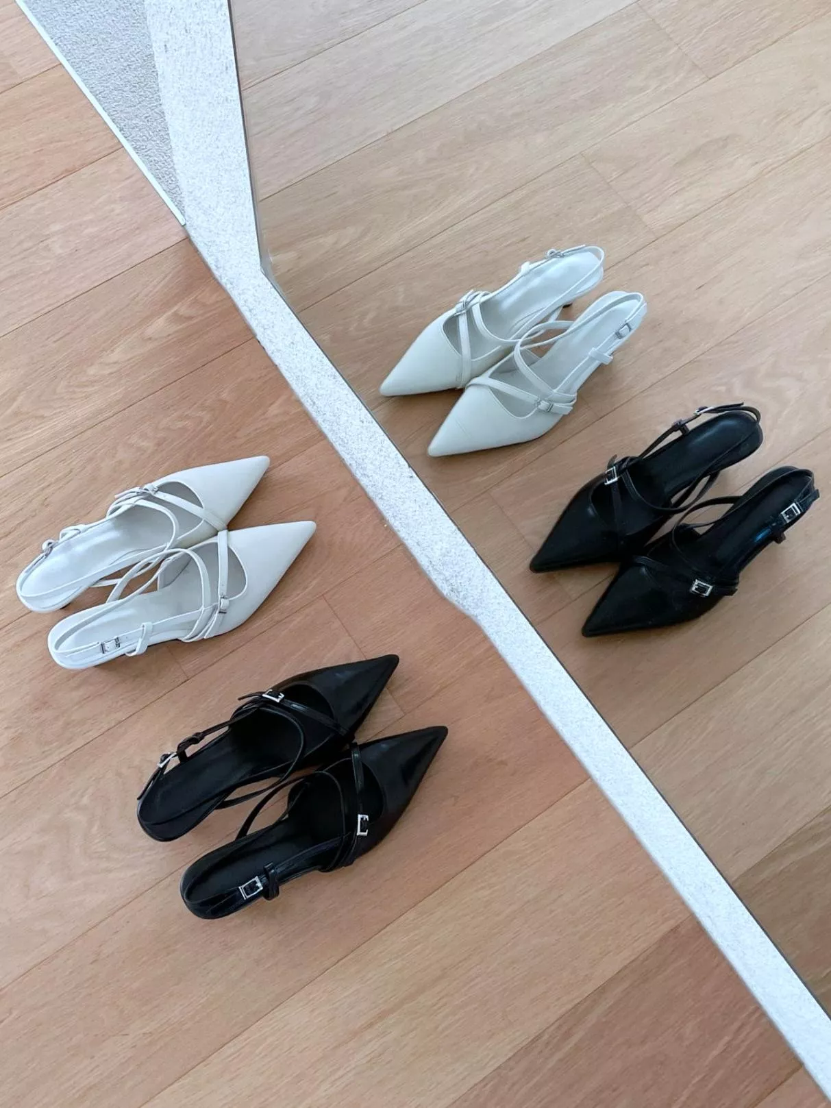 斜切皮帶後空中跟鞋 #610