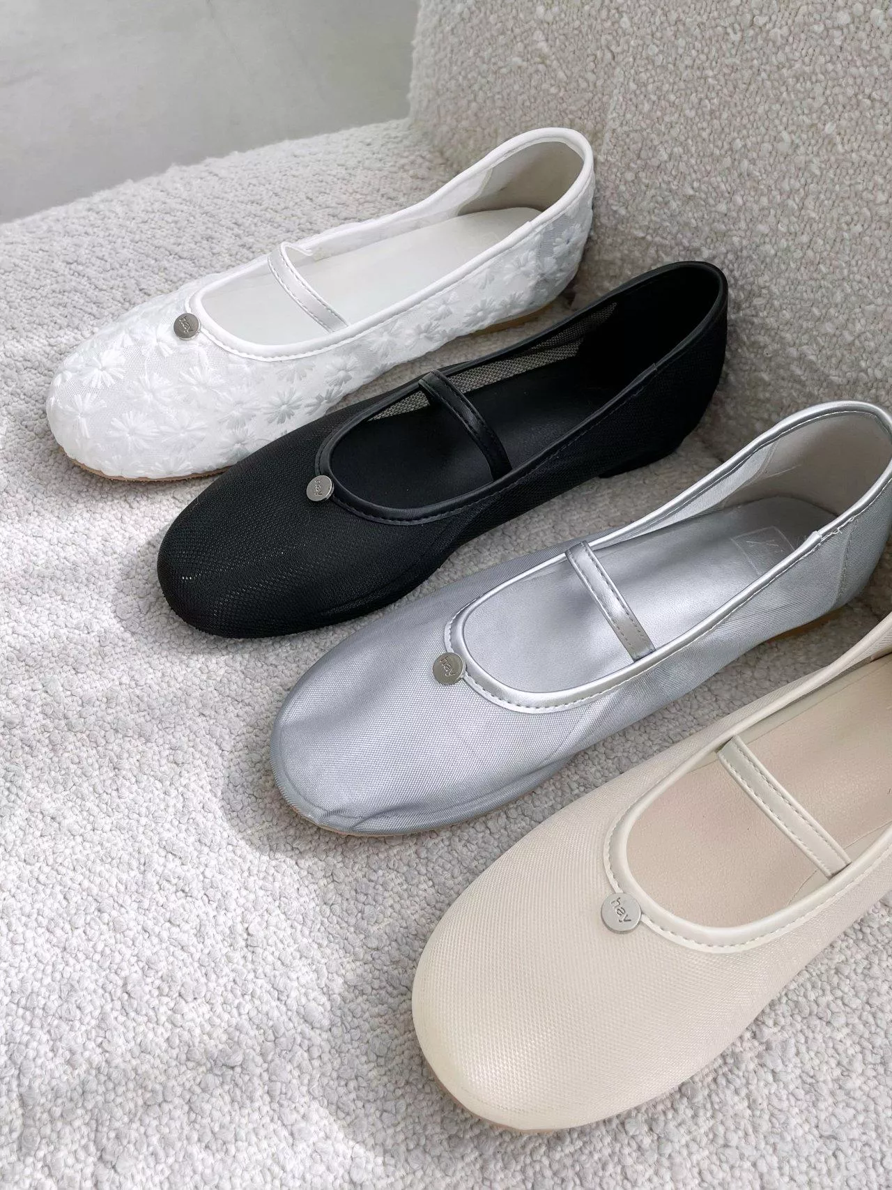 品牌金屬標透膚網紗瑪莉珍鞋 #307