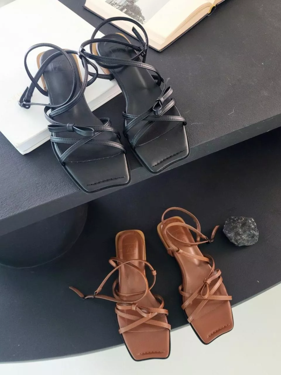 打結蝴蝶結交叉帶涼鞋 #4015