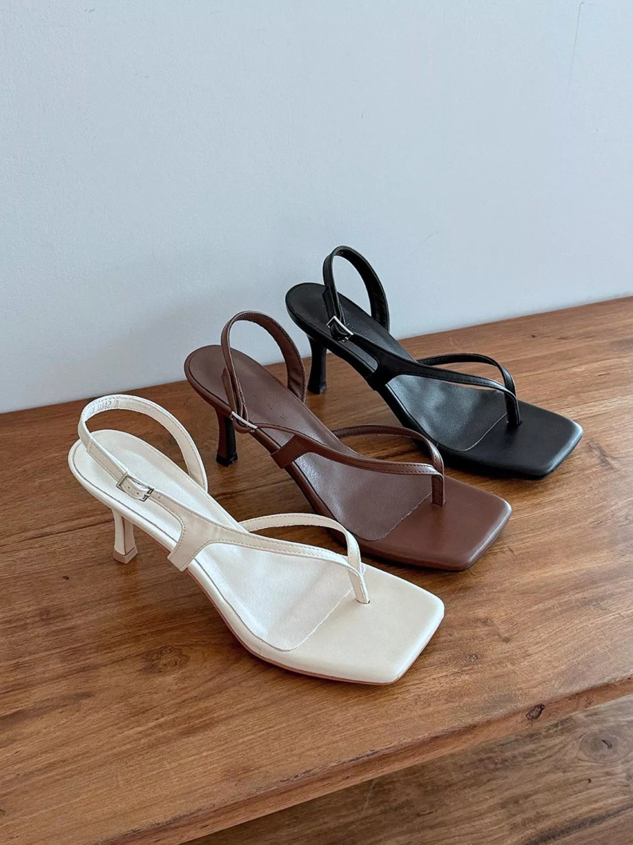 後空帶方頭夾腳高跟涼鞋 #0342