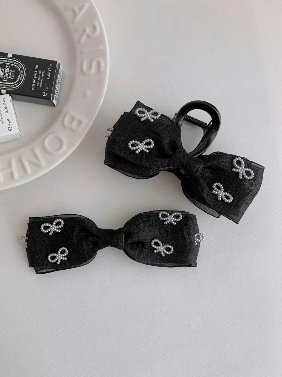 珍珠小蝴蝶結抓夾/髮夾 #H629