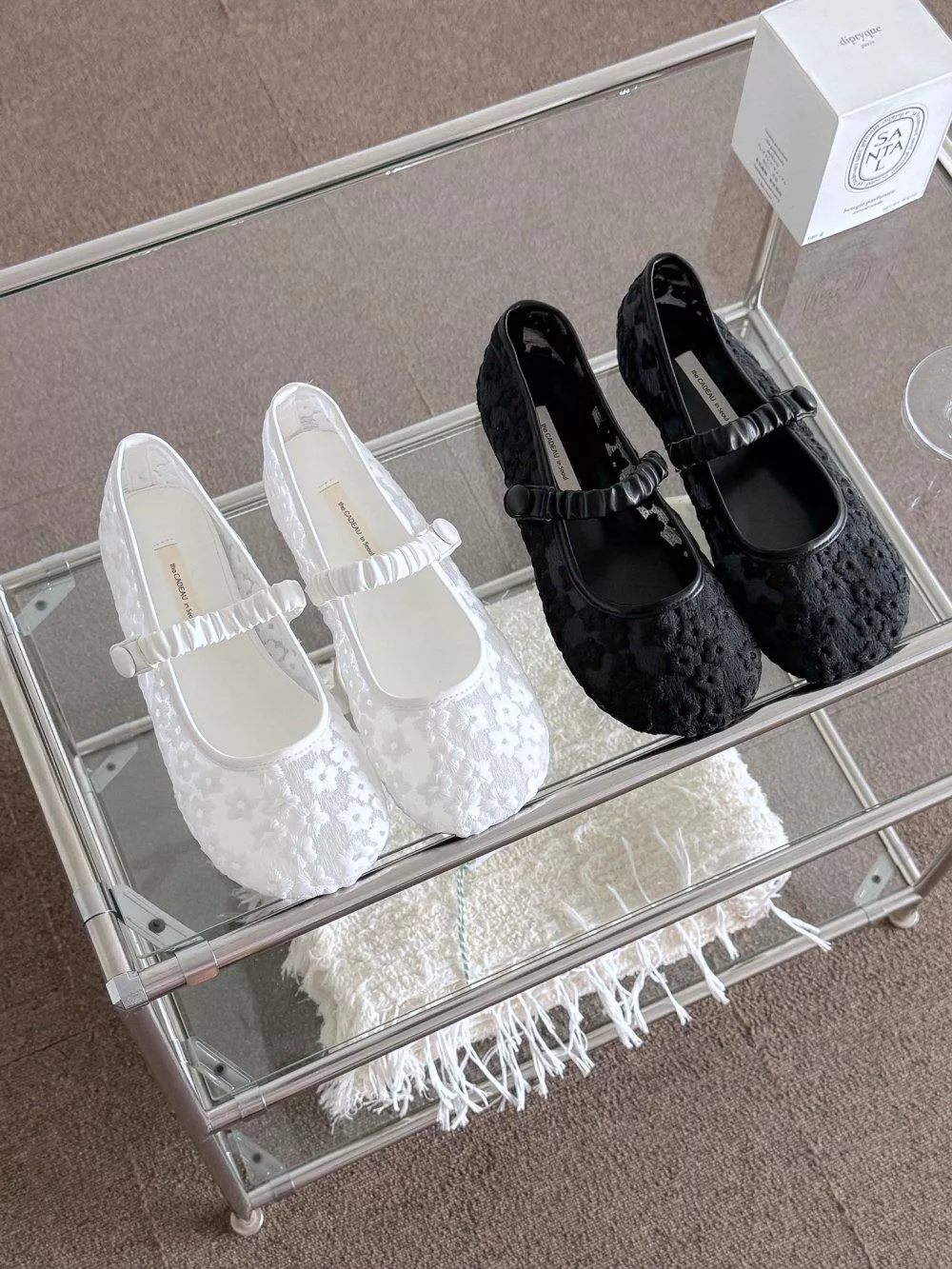 刺繡花朵透膚瑪莉珍鞋 #9159