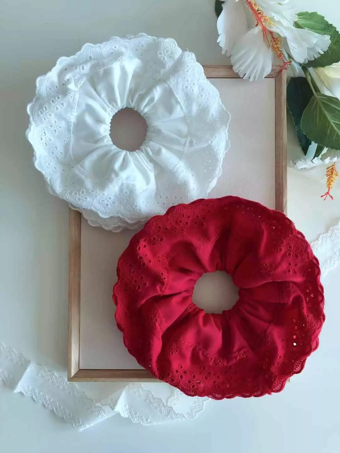 雕花蕾絲雙層大腸髮圈 #H152/H061