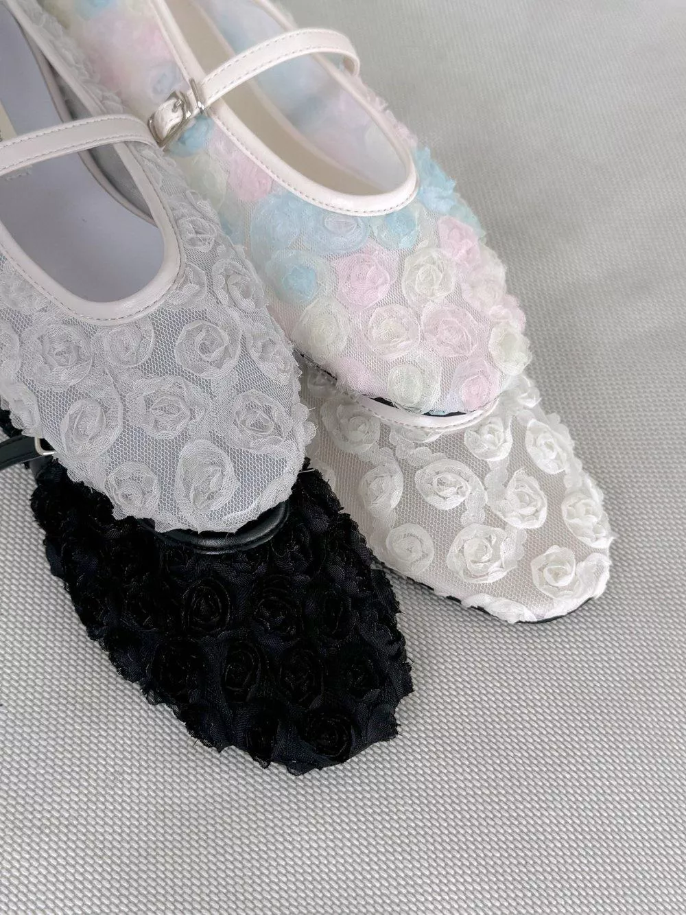 甜美立體花球透膚瑪莉珍鞋 #3390