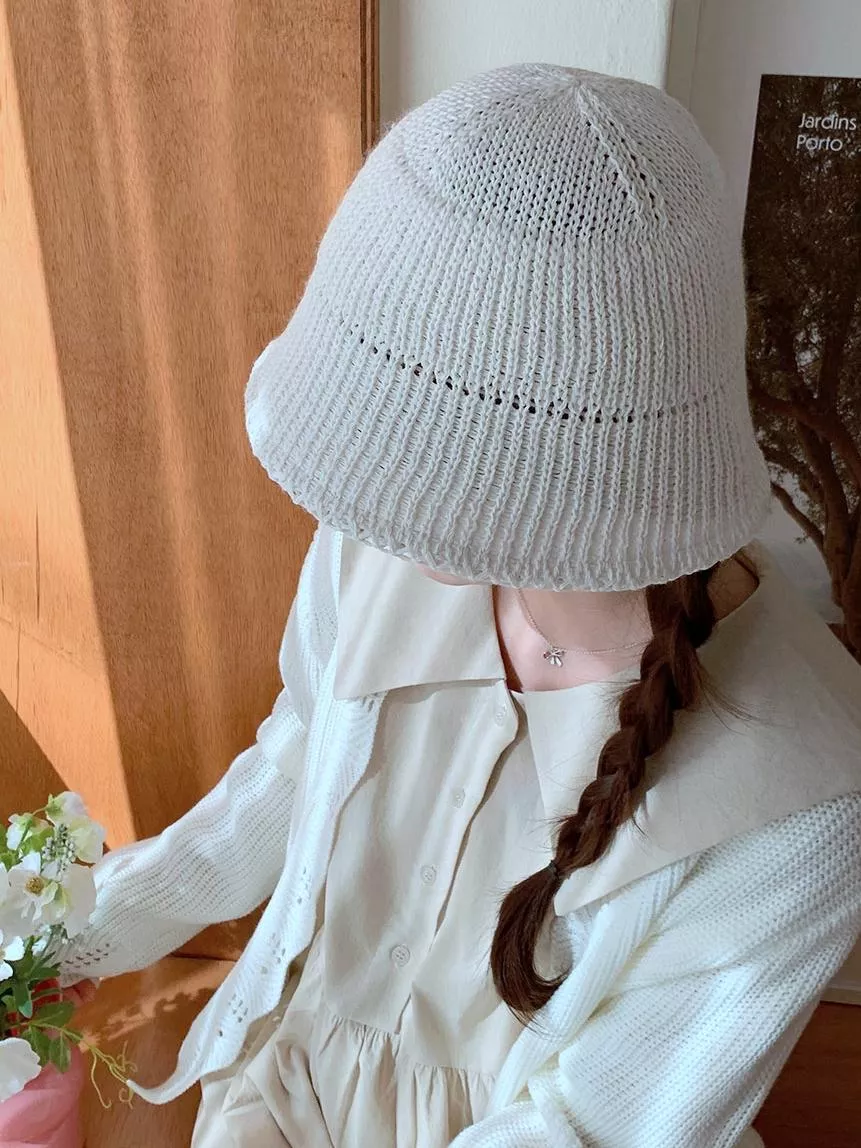 一條豎紋編織漁夫帽 #127439
