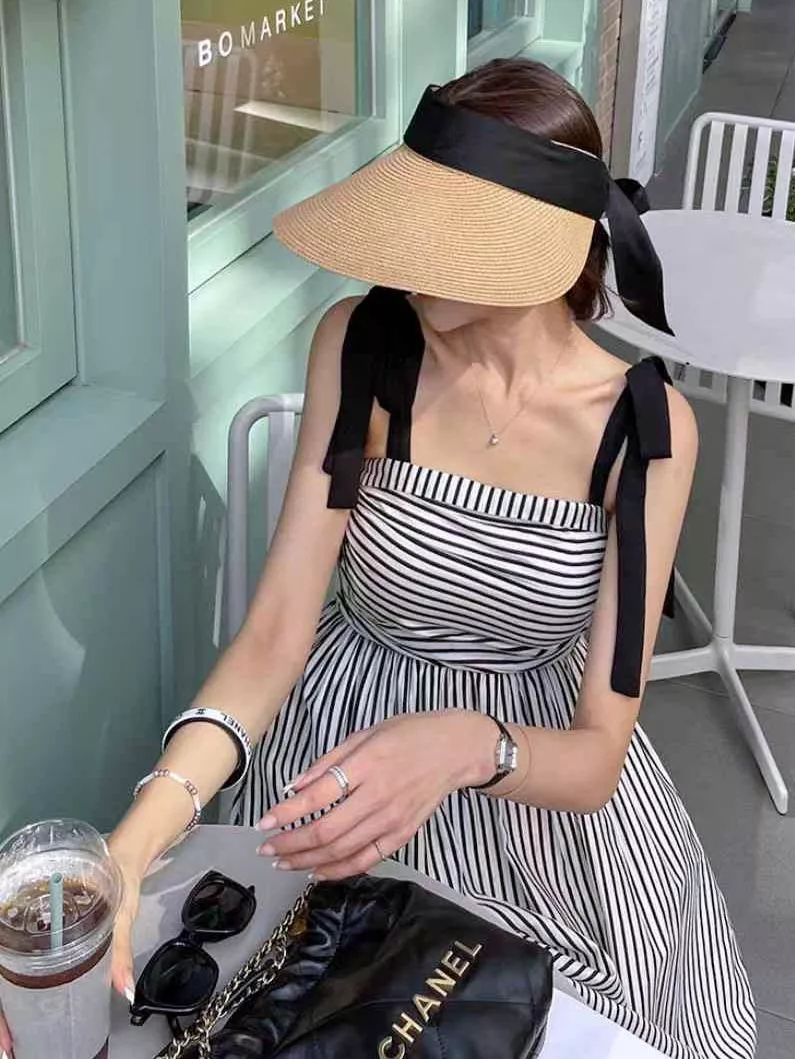 綁蝴蝶結拉菲草抗UV遮陽帽 #117525