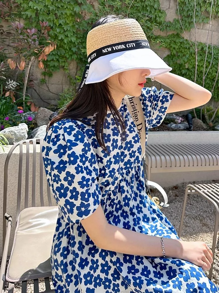 NEW YORK CITY字母織帶空頂草帽 #16154139