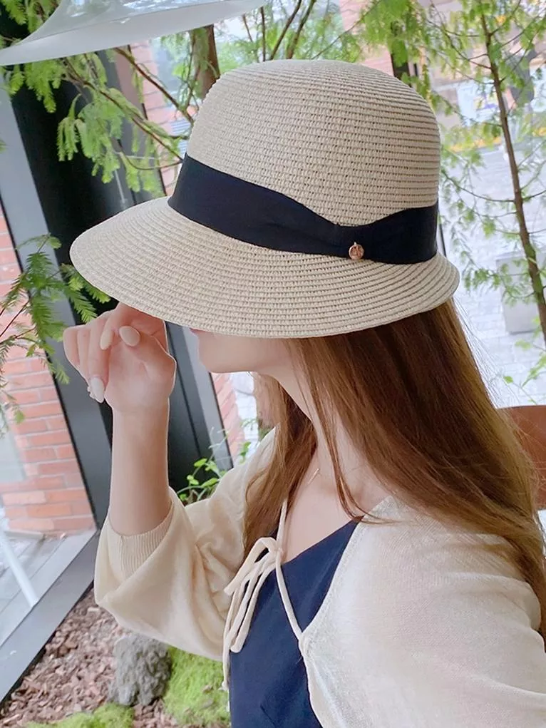 質感金屬標織帶編織草帽 #122989