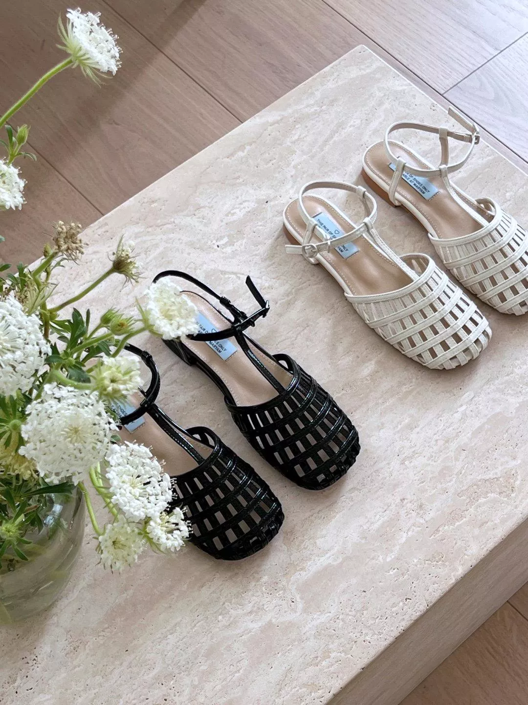 文藝氣息透膚編織T字帶涼鞋 #6224
