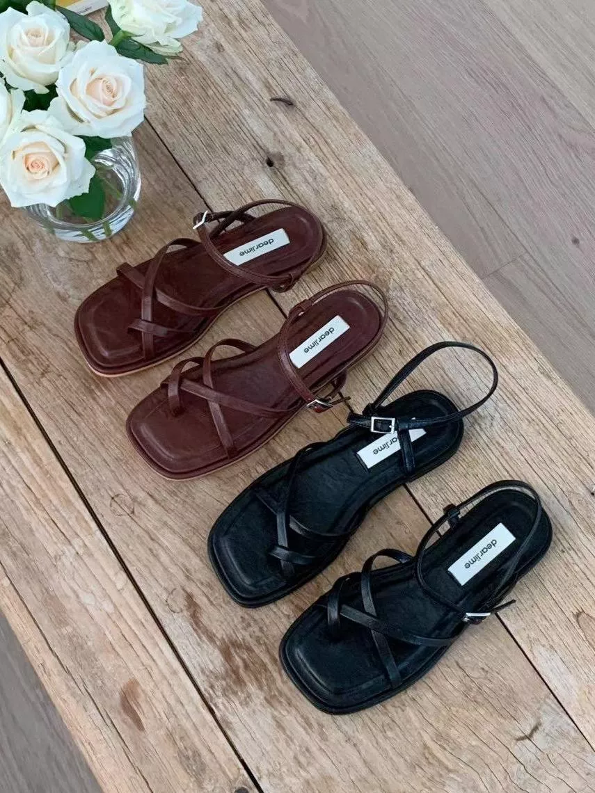 基本款交叉帶羅馬涼鞋 #763