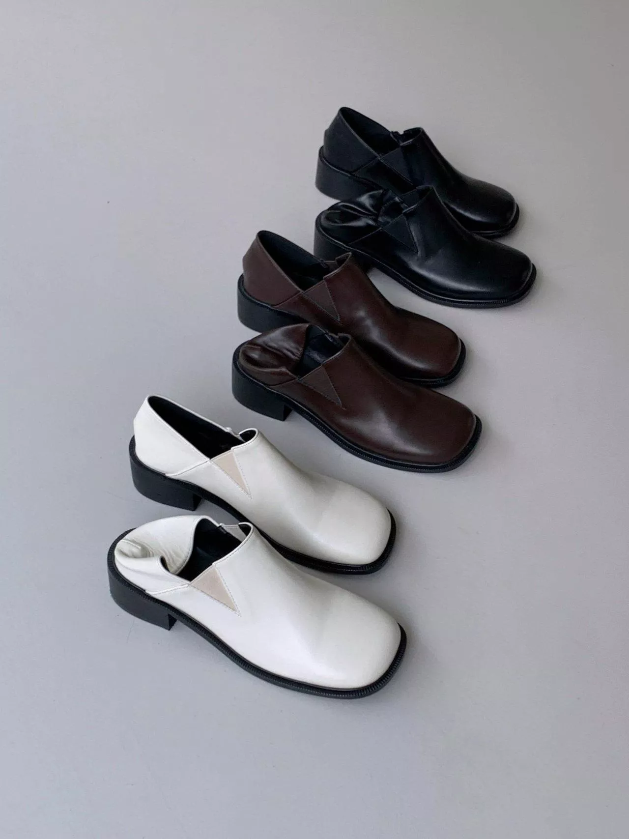 三角鬆緊帶可後踩低跟樂福鞋 #2745