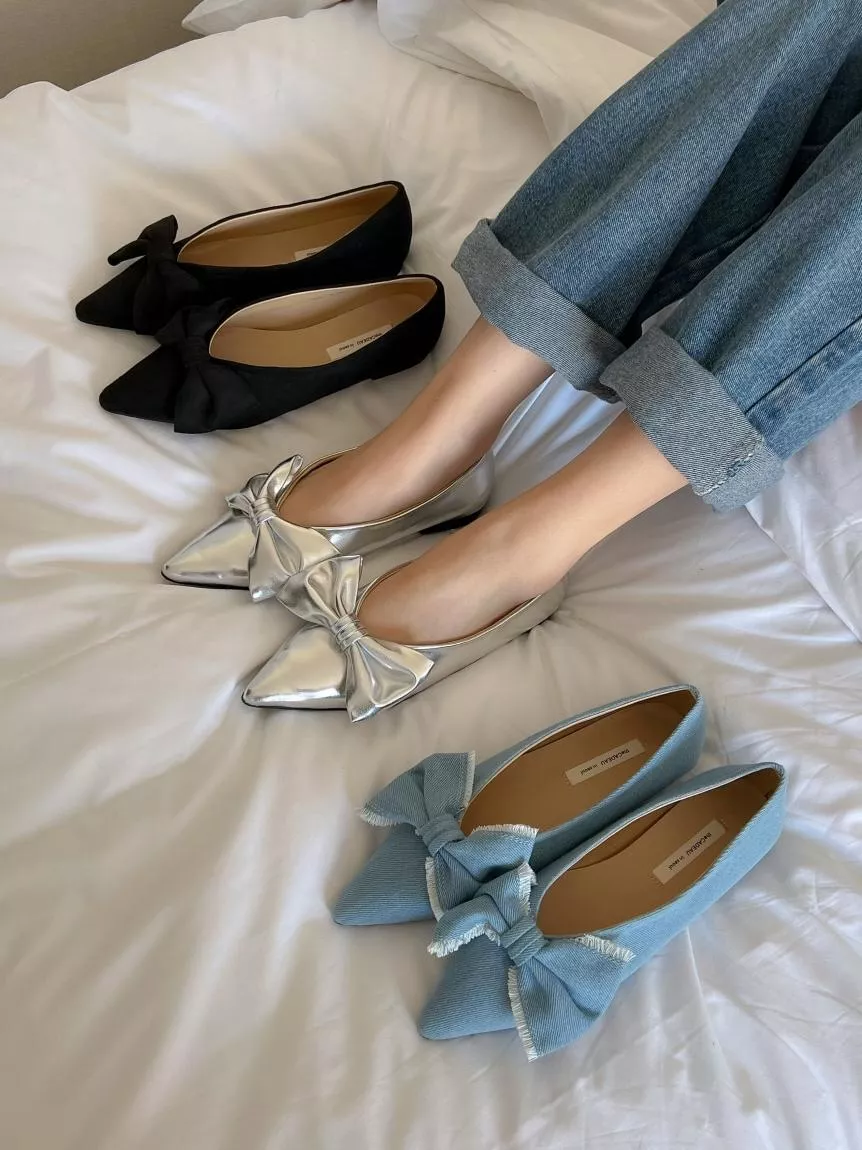 甜美必備♡浪漫感大蝴蝶結尖頭鞋 #9091