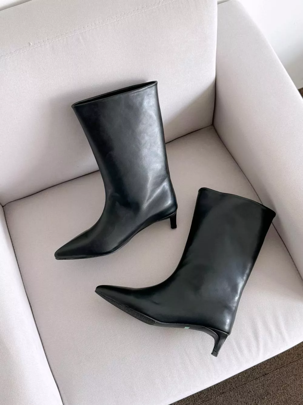 簡單日常尖頭中筒靴 #3356