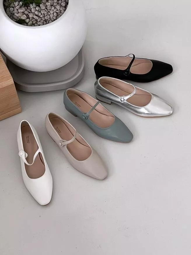 韓國空運🇰🇷｜氣質尖頭平底鞋👡 韓系百搭 瑪莉珍 圓扣女鞋💖 #2121