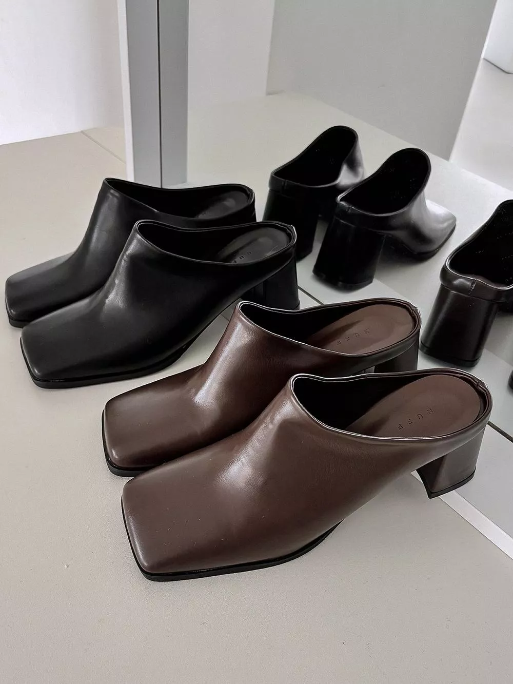 韓國空運🇰🇷｜【質感百搭】✨6cm 方頭粗跟拖鞋｜方頭穆勒鞋 中跟鞋 #5251