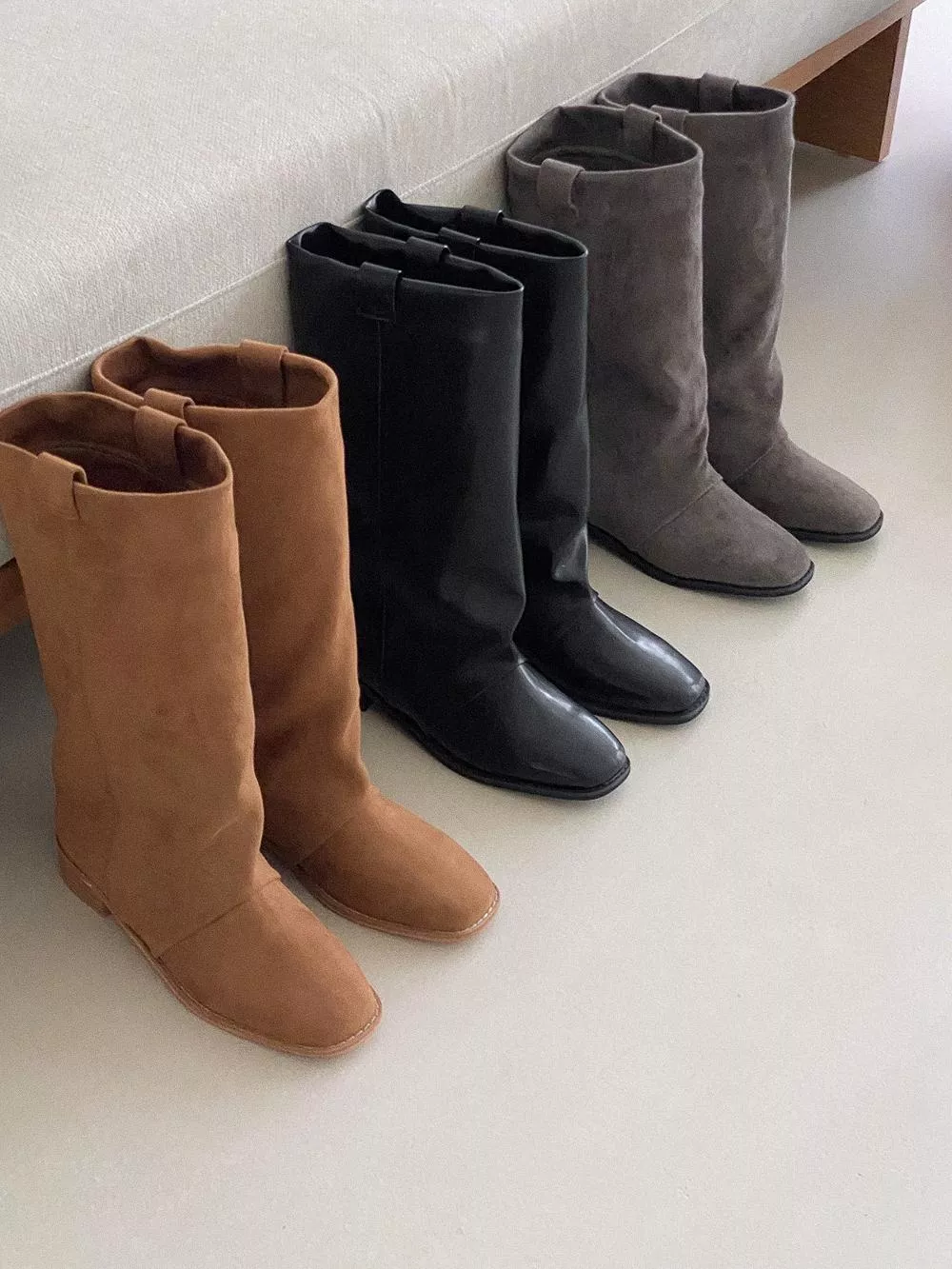 韓國空運🇰🇷｜【舒適百搭】👢3cm 寬鬆褶皺中筒靴✨輕鬆好走 秋冬必備百搭靴子 #5254