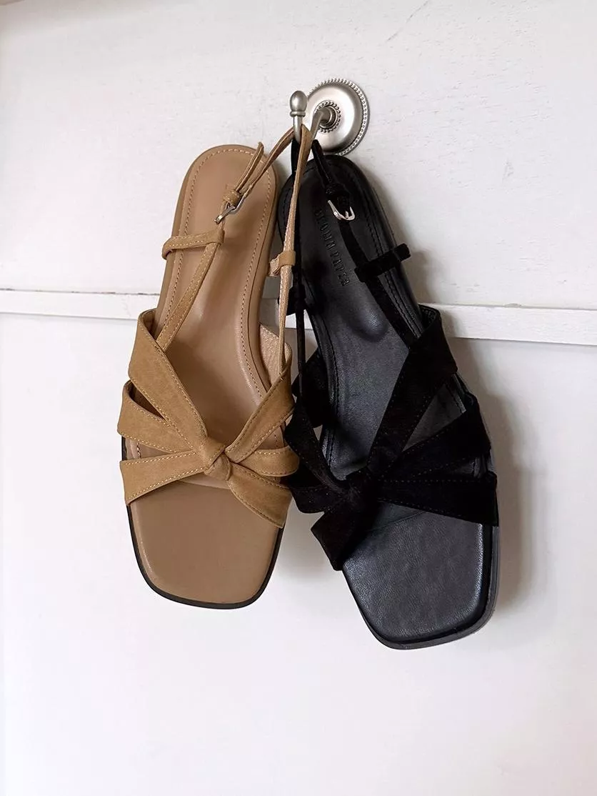 韓國空運🇰🇷｜👡 夏日百搭交叉綁帶平底涼鞋 🌞 休閒舒適好走編織感涼鞋 #6263