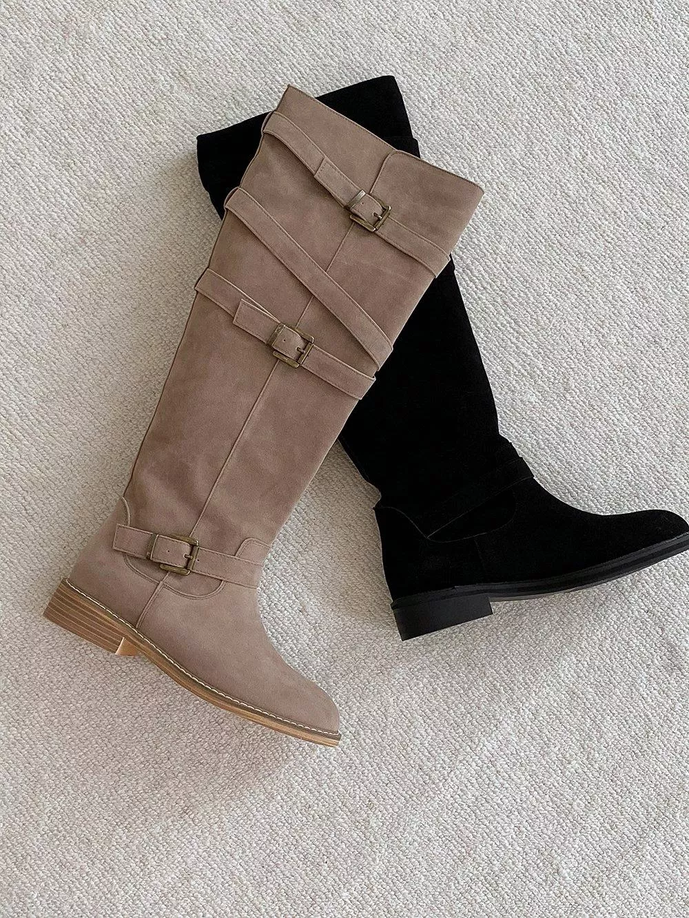 韓國空運🇰🇷｜【復古氣質】👢羅馬皮帶長靴✨可折疊寬鬆 百搭日常必備 #7051