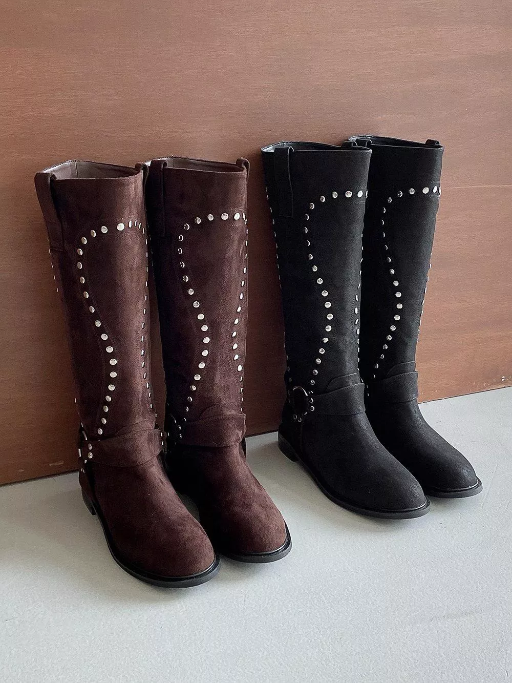 韓國空運🇰🇷｜【帥氣百搭】🤠 半西部風鉚釘長靴✨個性設計 時尚必備 #1512