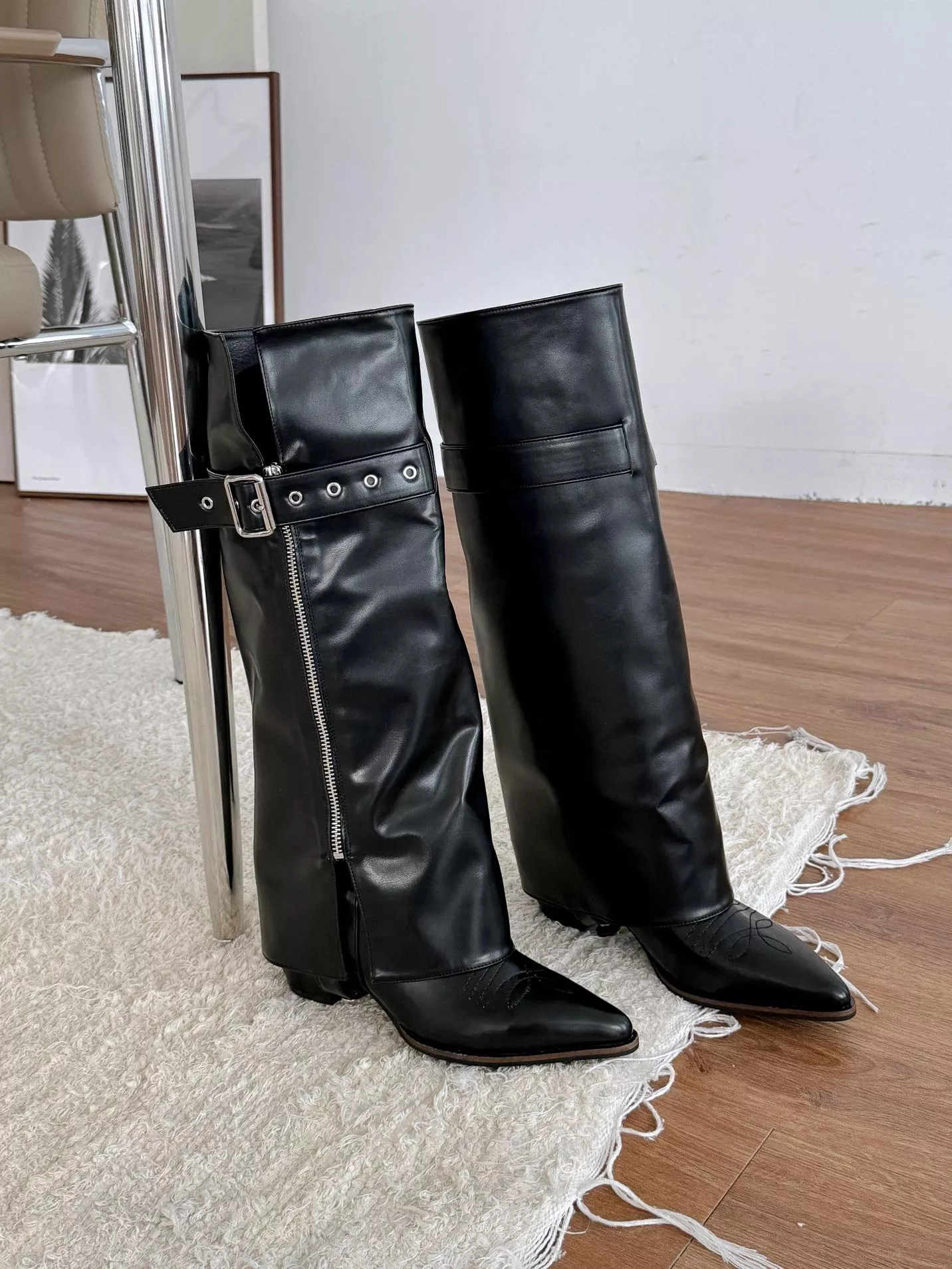 韓國空運🇰🇷｜【兩穿必備】👢 6cm 可拆卸拉鏈套 西部風長短靴 ❄️ 保暖顯瘦百搭款 #2455