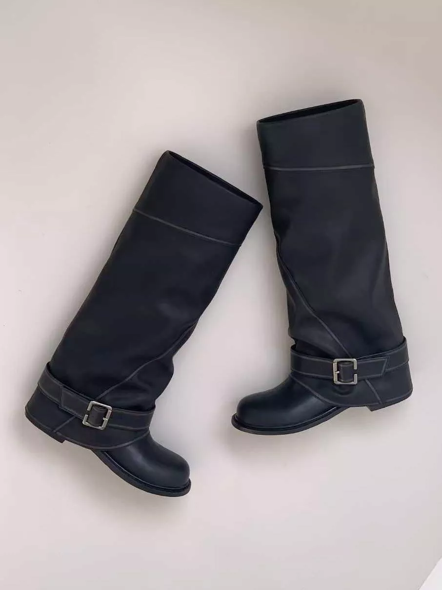 韓國空運🇰🇷｜【秋冬必備】❄️ 復古扣環寬筒長靴 👢 百搭時尚款 #9557