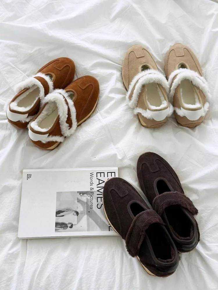 韓國空運🇰🇷【爆款必收】🔥 天然牛皮毛絨瑪麗珍休閒鞋 👟 秋冬百搭舒適款 #568
