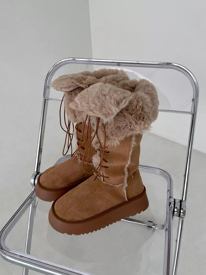 韓國空運🇰🇷【熱賣回歸】🔥 4cm厚底長靴 🤍 可調綁帶雪靴 #6627